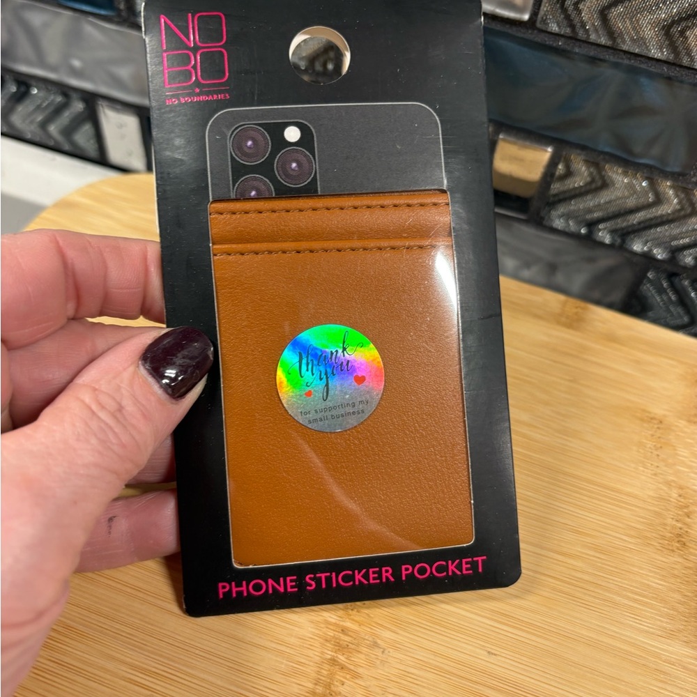 NOBO Brown Phone Sticker Pocket